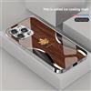 NONE Custodia per telefono con motivo curvo con venature del legno foglia d'acero oro per iPhone 17 16 15 14 13 12 11 Pro Max Plus 16E 17 Cover in vetro temperato ad aria