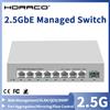 HORACO Switch gestito da 2,5 GbE Switcher di rete da 8 porte 2,5 GBASE-T Slot 10G SFP+ Uplink Hub gestito Web Splitter Internet senza ventola