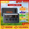 OSCAL Stazione di alimentazione portatile OSCAL PowerMax1800SE, batteria LiFePO₄ da 1024Wh, 1800W nominali / 3600W di picco, alimentazione mobile per casa, campeggio e attività all'aperto.