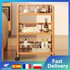 Vacclo Carrello a 3 livelli in bambù con ruote, carrello multiuso per la casa, scaffale portaoggetti da pavimento a soffitto per cucina, camera da letto, bagno