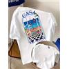 NONE T-shirt grafica architettonica estetica Casablanca, casual a maniche corte, alla moda, Harajuku Kawaii, abbigliamento Y2K da donna, unisex