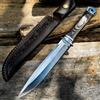 NONE Coltello a lama fissa portatile per la sopravvivenza all'aperto, manico in legno colorato antiscivolo, lama affilata e resistente con fodero in pelle goffrata per campeggio, escursionismo, caccia,