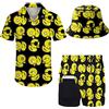 fifbird Tuta da uomo in 2 pezzi, camicia hawaiana con bottoni e pantaloncini a compressione, set con cappelli alla pescatora, Paperella in gomma 520, M