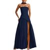 Generico Vestito Donna Estivo Vestiti Senza Spalline Maxi Abito Elegante Cerimonia Abiti Curvy Lunghi Tubino con Spacco e Sciarpa