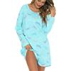 ENJOYNIGHT Camicia da notte da donna, a maniche lunghe, in cotone, con stampa, farfalla, L