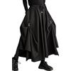 ellazhu Pantaloni da Donna Oversize Irregolari a Cavallo Basso Harem Hakama Plissettato con Coulisse GZ116 A, Nero, S/XL