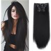 Cybelleza Extension Capelli Clip Lisci 65cm 6PCS Clip in Hair Extension per Capelli Sintetici Lunghi Finti Allugamento Effetto Naturale Dritti Full Head Set Posticci per Donna, Nero Naturale