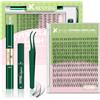 KEYYOU LASH Angel Lash Clusters - Kit di extension per ciglia stile manga - 144 pezzi - Kit di estensione ciglia Wispy - Nastro naturale invisibile (Angel Kit-D-8-16MIX)
