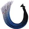 Kodxylytix 55 cm capelli casco treccia sfumato coda di cavallo per moto nero blu grigio nero blu grigio