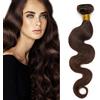 SEGO Extension Matassa Capelli Veri Tessitura 100g - 100% Brasilian Human Hair Ricci Mossi per Cucire 20 cm (Mossi)#2 Castano Scuro