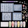 Zosutetoxo Nails Mold, set da 4 pezzi di timbri per unghie per disegno nail art con stampi in silicone 3D con fiori, stamping templates per unghie