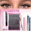 FADLASH Kit d'extension de cils DIY - Cils clusters individuels avec eyeliner bleu, dissolvant de colle pour cils clusters et pince à cils (40D-0.07D, 12-18mm, set)