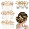 ZKGYUS 4 Pezzi Accessori per Capelli,Pettine per Capelli, Pettini per Capelli con Foglie Oro,Bello e Affascinante, Adatto per Il Design dell'acconciatura, Adatto per Le Donne