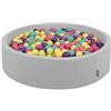 KiddyMoon Piscina di Palline 120X30cm/300 Palline Colorate Grande Tondo per Bambini, Fabbricato in EU, Grigioch:Verdech/Giallo/Turch/Aran/Rosasc/Viola