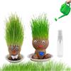 BAISHUWU Pianta per bambole, 2 pezzi, testa di erba in crescita, testa d'erba, bambola con vassoio, mini bonsai erba e testa di erba, per bambini, fai da te, regalo divertente (M2)