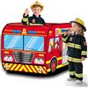 deAO Tenda da Gioco per Bambini Progettazione Pop-Up (Vigili del fuoco) | Montaggio Rapido, 2 Bambini, 3+ Anni, Interno/Esterno, Giardino/Casa, Finestre, Porta, Pieghevole, Leggera, Poliestere