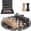 EarthenTones Set di scacchi in marmo per adulti con scatola portaoggetti complementare, 12 nero e corallo, giochi da tavolo fatti a mano per adulti, set di scacchi di alta qualità con regine extra