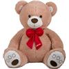Palmitessa Orso Peluche Gigante 100 cm - Peluche Giganti - Orsacchiotto gigante - Orsetto di Peluche - Regali Bambini, Ragazza, Fidanzata Peluche Grande Morbido Orsetto Pupazzo qualità (CON FIOCCO 80 CM)