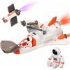 Yosamy Giocattolo Razzo Spaziale,Astronave Spaziale,Set Giocattolo Sistema Solare con Razzo Spaziale con Spruzzatore,Luci E Musica Per Bambini,Scienza,Istruzione