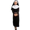 Emmoal Vestito Costume da Suora con Copricapo e Colletto Bianco per Bambina Taglia 6-12 anni, Nero