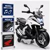 TOYSCAR Moto Elettrica Bambini 2-5 Anni Honda NC750X 12V, Motocicletta per Bambini con Licenza Ufficiale, Mini Moto Elettrica Giocattolo, Fari LED, MP3 USB e Avvio One Click (Bianco)