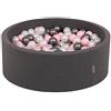 KiddyMoon 90X30cm/200 Palline ∅ 7CM Piscina di Palline Colorate per Bambini Tondo Fabbricato in EU, Grigio Sc:Perla/Rosa Ch/Argento