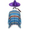 I LOVE FANCY DRESS LTD Costume in maschera da bandito messicano del far West, poncho rosso blu e verde, baffi, sigaro e sombrero, per adulto, taglia unica, Purple, taglia unica