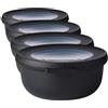 Mepal - Multi Bowl Cirqula Round - Contenitori Plastica con Coperchio - Adatto come contenitore ermetico per Frigo, microonde, Congelatore e piatti da portata - Ciotole Cucina - 350 ml - Nordic black