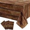 Irenare 3 tovaglie in plastica marrone con venature del legno rustico, per tavolo rettangolare, stile vintage in stile rustico, decorazioni per feste di compleanno e matrimoni a tema fienile occidentale, 137