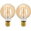 Eglo E27 LED dimmerabile, lampadina dorata vintage a globo per illuminazione retrò, 4 Watt (equivalente a 28 Watt), 300 lumen, luce bianco caldo, 1700k, lampadina Edison G80, Ø 8 cm (Confezione da 2)