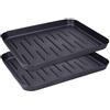 Cozary Bandeja impermeabile per scarpe - 2 pezzi, organizzatore pratico per ingresso, in plastica antiscivolo, nero, ideale per scarpe e stivali, 35 x 27 x 3 cm