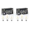Eglo set di 6 lampade a filamento LED con attacco E27, lampadine Edison vintage trasparenti, 4 watt ciascuna, lampadine a globo bianco caldo, 2700 K, 470 lumen, lampadina retrò G80, Ø 8 cm