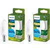 Philips Lampadina LED UltraEfficient Opaca B35 a Candela, Attacco E14 Piccolo Edison, Classe Energetica A, 252 lm, Equivalente 25W, Bianco Caldo (2700K), EyeComfort, 50.000 ore, Pacco da 2