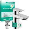hansgrohe Neovis Q 71352000 - Miscelatore per lavabo con scarico push-open a risparmio energetico (CoolStart), rubinetto bagno con beccuccio altezza 96 mm, miscelatore lavabo a risparmio idrico
