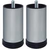 MASIDEF Home System 675604 Piedino in Metallo per Divani e Mobili, Diametro 60, H 120 mm, Satinato (Confezione da 2)