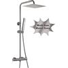 Görbach Colonna Doccia in Acciaio Inox con Miscelatore Colonna Doccia con RubinettoTermostatico Altezza Regolabile per Bagno Set doccia a Pioggia con Soffione e Doccetta Grigio Fucile (25×25cm)