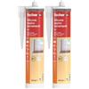 Fischer SNF Silicone Sigillante Legno Grigio, Pavimenti e Finestre, Neutro a Basso Modulo, Elastico, per Serramenti, Porte, Infissi, Inodore, Esterno/Interno, 9374 (Confezione da 2)