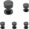 GTV - Pomello ad anello - Acciaio spazzolato - Pomelli ad anello nero opaco - Pomelli per mobili in acciaio inox spazzolato, pomelli da cucina (Confezione da 5)