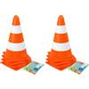 Lena 61249 - Set di 8 piloni, con 4 piloni, coni di avvertimento da 22 cm, cono di traffico arancione e bianco, coni di avvertimento impilabili, coni di guida del traffico, set completo per bambini a
