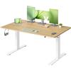 VASAGLE Scrivania Regolabile in Altezza, 140 x 80 cm, Porta USB-C, Mensola per C