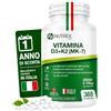 Nutrex Lab -Vitamina D3 K2 Integratore - 365 Microcompresse 1 Anno di Scorta, Vitamina D 2000 UI e Vitamina K MK-7 100µg - Vitamin D3 K2 Vegano Senza Glutine - Made in Italy