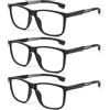 KoKoBin Occhiali da lettura alla moda per uomini e donne, ultra leggeri e flessibili con lettori anti luce blu e cerniera a molla (3 Pack Black, 3.5, Diottria)
