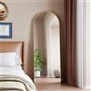 Quiaviank Specchio intero con cornice in alluminio, vetro temperato, curvo, da appendere, inclinabile, per soggiorno, camera da letto, guardaroba, 162 x 53 cm