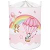 HUUMONSS Grande Cesta Porta Biancheria Bambini Animali Arcobaleno Pieghevole Cestini Portaoggetti Giocattoli Vestiti per Bagno Cameretta, Palloncino, 63L