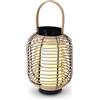 Spetebo Lanterna a LED in rattan per interni ed esterni, con timer, 24 x 18 cm, luce decorativa bianca calda da appoggiare o appendere, lampada da giardino per interni ed esterni