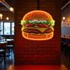 Xusdamyj Hamburger Neon LED Wall Sign UV Print Cafe Decor Cafe Branding, Kitchen Accent, Modern Art Light