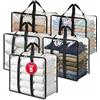 unycos - Scatole per Armadio x 5 Unità【40L】 Contenitori Sottoletto Trasparenti in PVC, Salvaspazio, Pieghevoli con Manici Rinforzati e Cerniera Bidirezionale per Maglioni, Cappotti (46 x 23 x 38 cm)