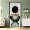 Generic Adesivi per Porte in PVC Premium, Door Cover Arte Minimalista Giapponese Semicerchi, Applicazione Facile e Senza Bolle, Rivestimenti per Porte da Interno 80x210 cm Rifilabili Beige
