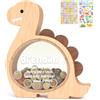 Summidate Salvadanaio in legno a forma di dinosauro per bambini, personalizzabile con nome, per ragazzi e ragazze, in legno infrangibile, regalo personalizzato per compleanno e decorazione della