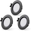 Sanyoung Faretti LED Incasso 12V Dimmerabile, 3W IP44 Faretti led Soffitto Ultrasottile 3000K Bianco Caldo 240LM, Foro 58-62mm, Alluminio Luci LED Camper 12V per Barca Cucina Bagno, Nero, Set di 3